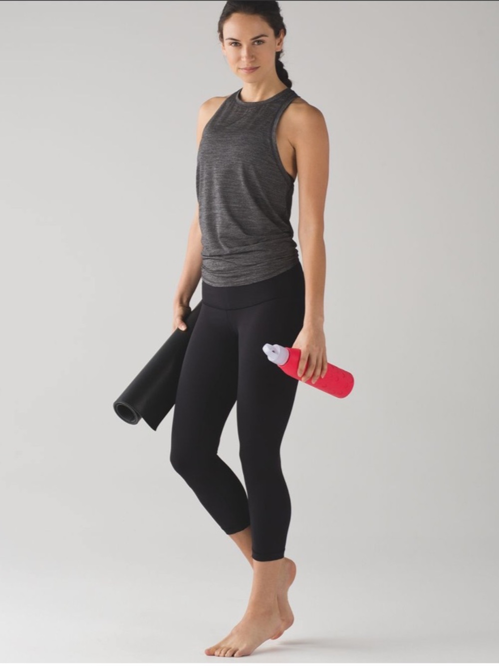Lululemon Hot Like Agni Lightweight Yoga Training Tie Back Tank Heathered Black